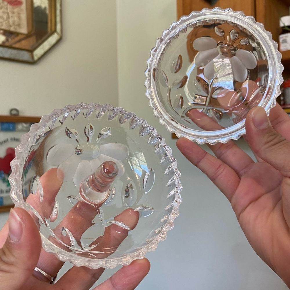Floral Glass Jewelry Holder With Lid